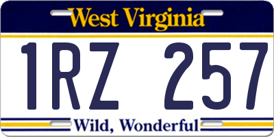 WV license plate 1RZ257
