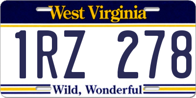 WV license plate 1RZ278