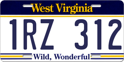 WV license plate 1RZ312