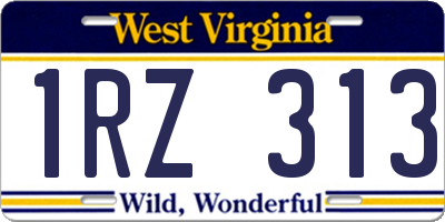 WV license plate 1RZ313