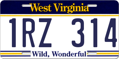 WV license plate 1RZ314