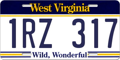 WV license plate 1RZ317