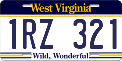 WV license plate 1RZ321