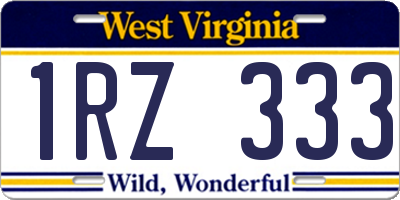 WV license plate 1RZ333