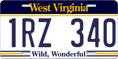 WV license plate 1RZ340