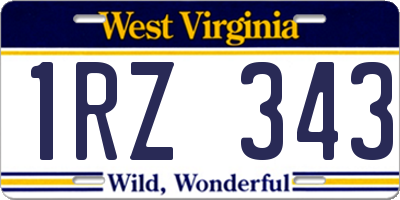WV license plate 1RZ343