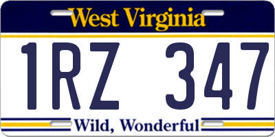 WV license plate 1RZ347