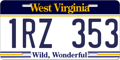 WV license plate 1RZ353