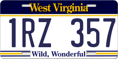 WV license plate 1RZ357