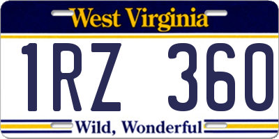 WV license plate 1RZ360