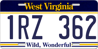 WV license plate 1RZ362