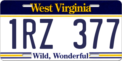 WV license plate 1RZ377