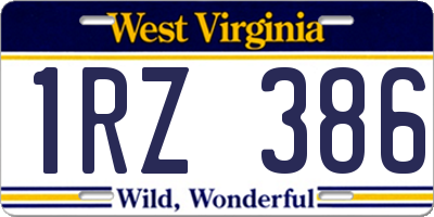 WV license plate 1RZ386