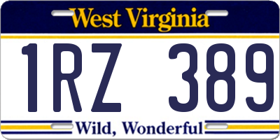 WV license plate 1RZ389