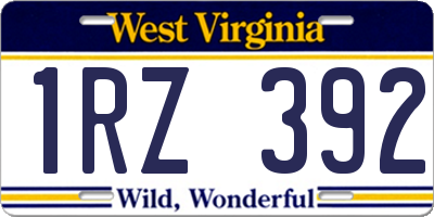 WV license plate 1RZ392