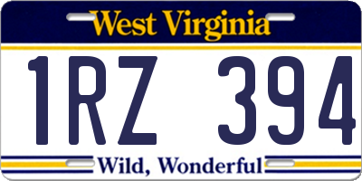 WV license plate 1RZ394
