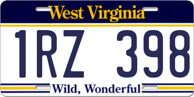 WV license plate 1RZ398