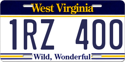 WV license plate 1RZ400