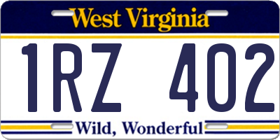 WV license plate 1RZ402