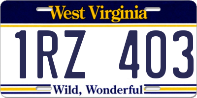 WV license plate 1RZ403