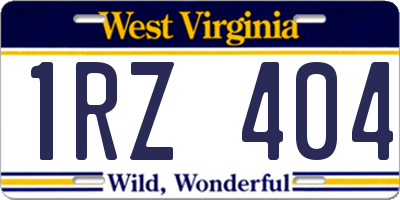 WV license plate 1RZ404