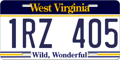 WV license plate 1RZ405