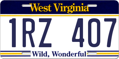 WV license plate 1RZ407
