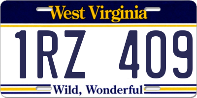 WV license plate 1RZ409