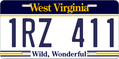 WV license plate 1RZ411