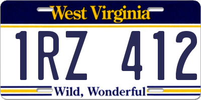 WV license plate 1RZ412