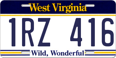 WV license plate 1RZ416