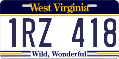 WV license plate 1RZ418