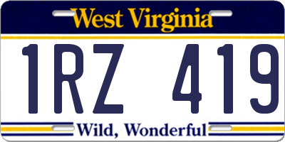 WV license plate 1RZ419