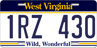 WV license plate 1RZ430
