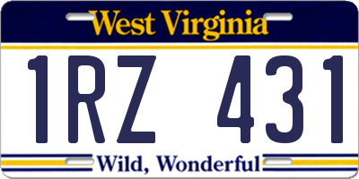 WV license plate 1RZ431