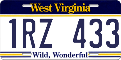 WV license plate 1RZ433