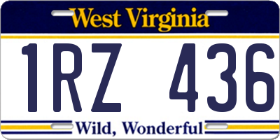 WV license plate 1RZ436