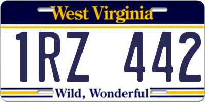 WV license plate 1RZ442