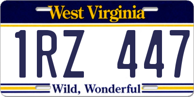 WV license plate 1RZ447