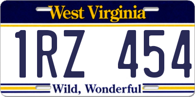 WV license plate 1RZ454