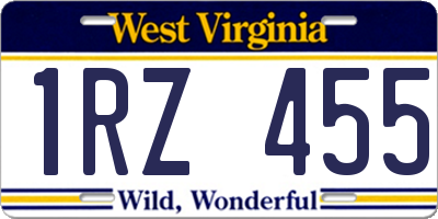 WV license plate 1RZ455