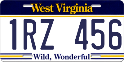 WV license plate 1RZ456