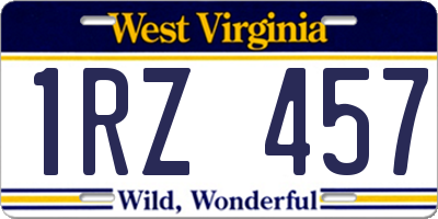 WV license plate 1RZ457