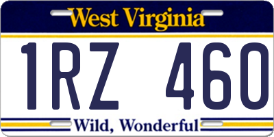 WV license plate 1RZ460
