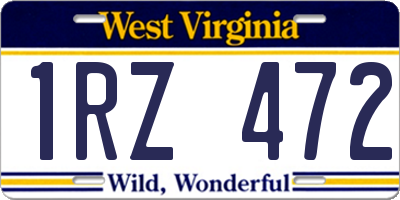 WV license plate 1RZ472