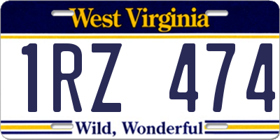 WV license plate 1RZ474
