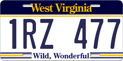 WV license plate 1RZ477