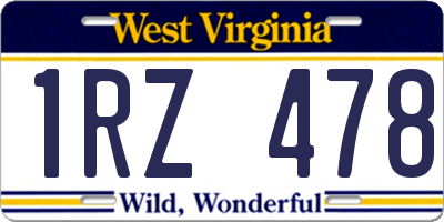 WV license plate 1RZ478