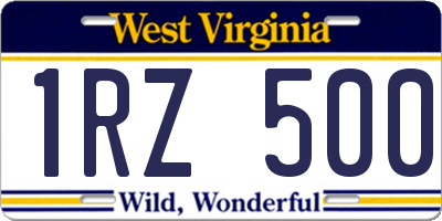 WV license plate 1RZ500