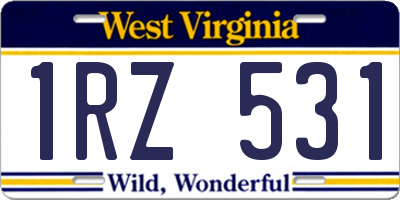 WV license plate 1RZ531